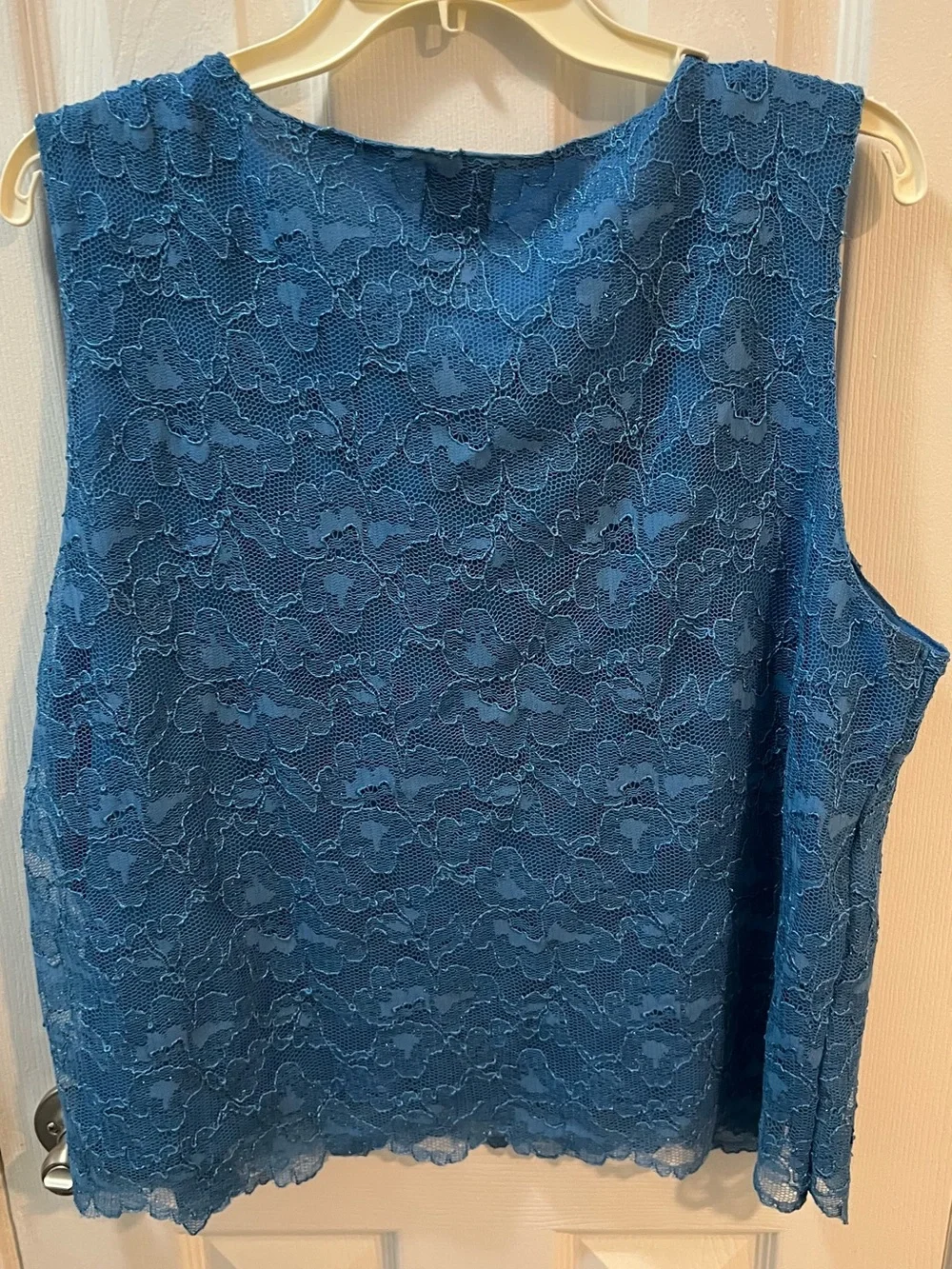 JM Collection New Chic Teal Lace Lined Sleeveless Shell Top Size XL - Picture 6 of 7